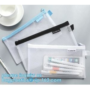 China Promotional high quality custom logo plastic mesh document bag PVC file holder bag with zipper,A4 Colorful Printed Docum on sale