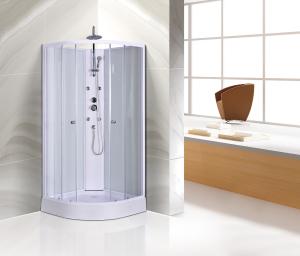 China Customized Corner Shower Stall , Curved Corner Shower Units White Painted Profiles factory