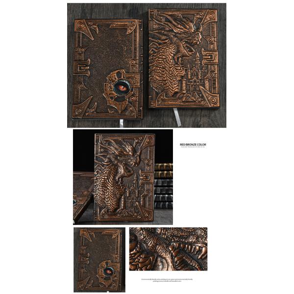 A5 Size Embossed Leather Writing Notebook Hardcover Gift Journal 3d Antique Dragon
