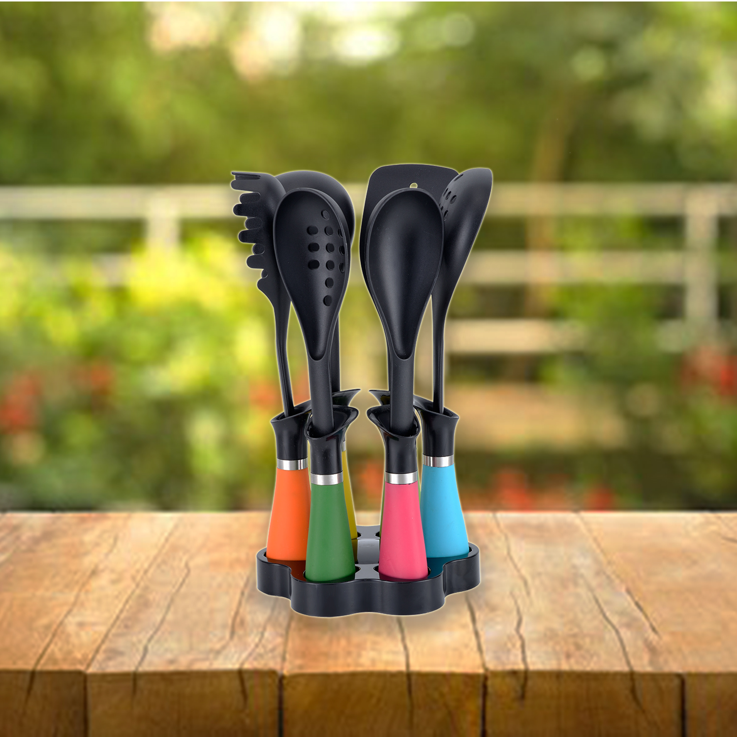 Tabletop Cooking Essentials 7-Piece Plastic Cooking Tool Set for Eco-Friendly Kitchen
