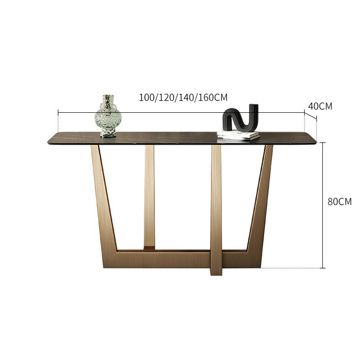 Sleek Marble & Stainless Steel Console Tables - Modern Entryway Style