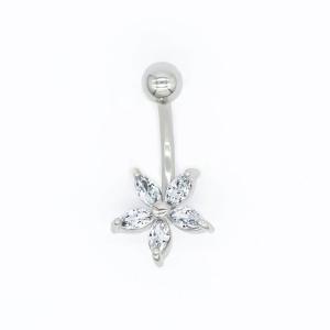 China Shiny Zircons belly button piercing flower 316 stainless steel OEM ODM factory
