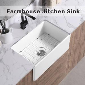 China Rectangular Farmhouse Kitchen Sink Gloss White Single Bowl Kitchen Sink factory