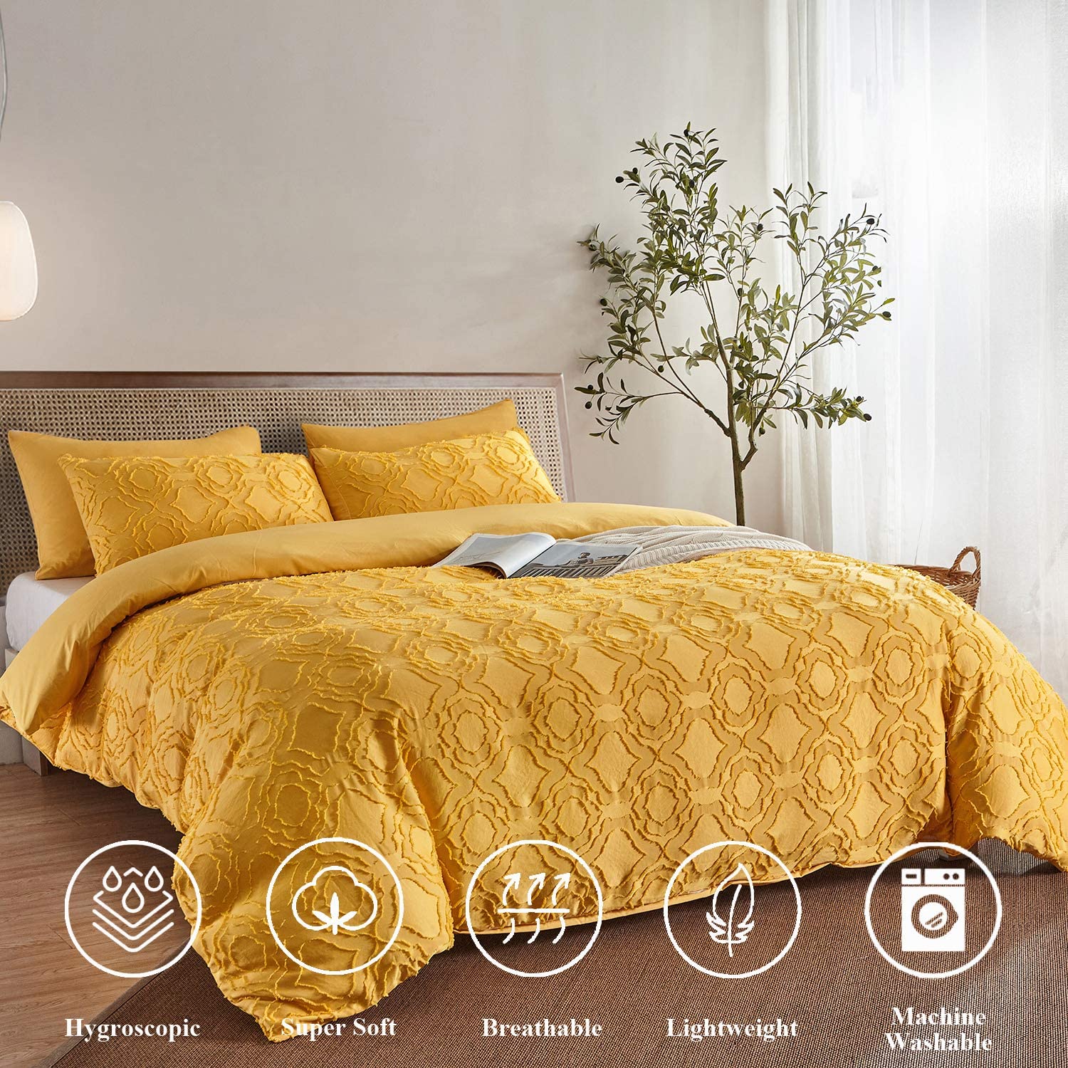 Hotel 100% Cotton Embroidered Duvet Cover Bedding Set 4 Piece with 40 Fabric Count