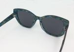 Cateye acetate sunglasses Men Women special green pattern UV 100%