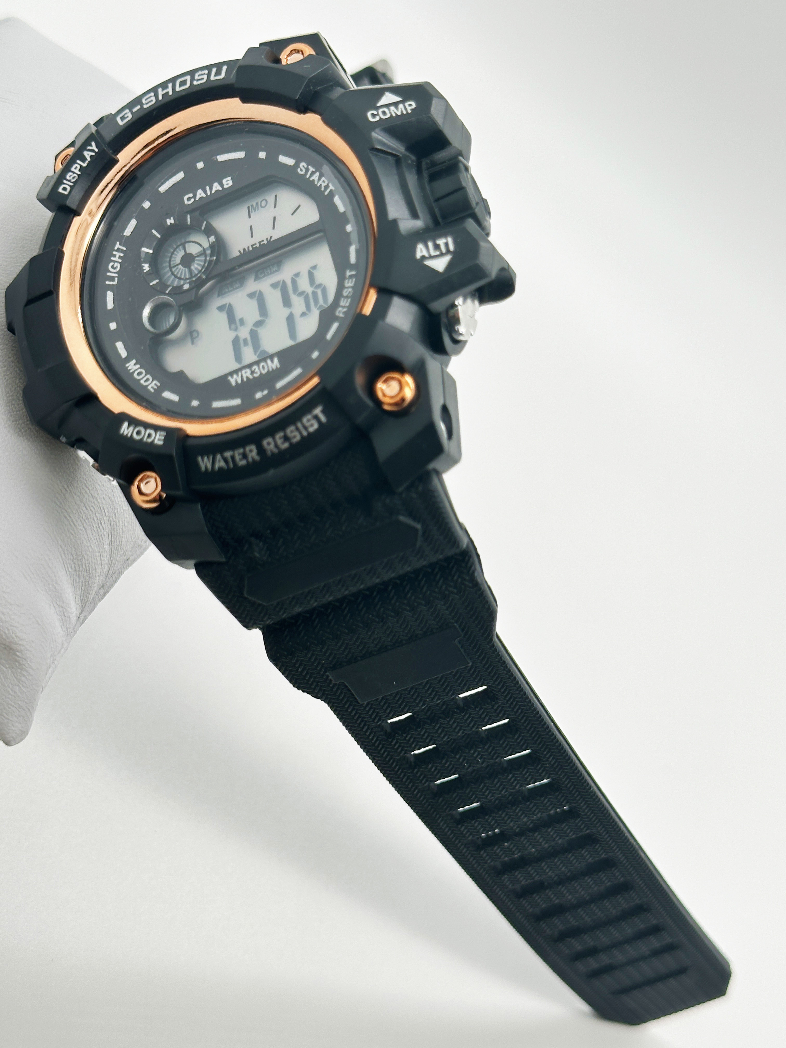 Digital Display Round Men Quartz Watch With Durable Buckle Clasp