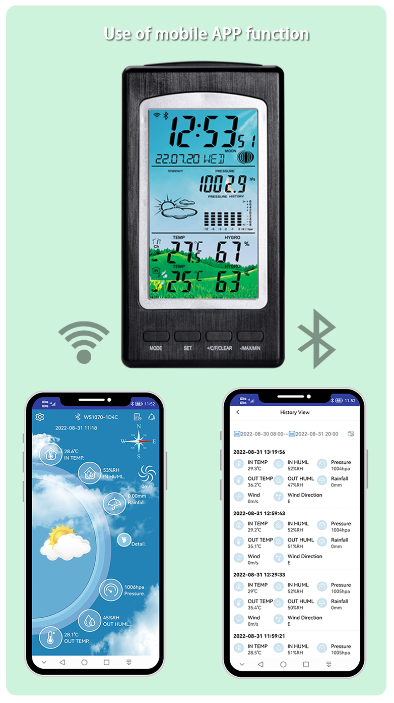 Indoor And Outdoor Wireless Weather Station With Precision Temperature And Humidity Meter