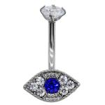 14ga Blue Eye Body Piercing Navel Ring 316 Stainless Steel Cz Stone