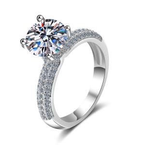 China Sterling Silver S925 Moissanite Jewelry Diamond Same Crown Ring 2 Carat factory