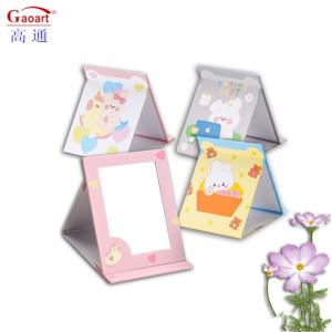 China Design Style Fashion Coated Paper Glass Mirror Portable Vanity Light Mini Little Mirror factory