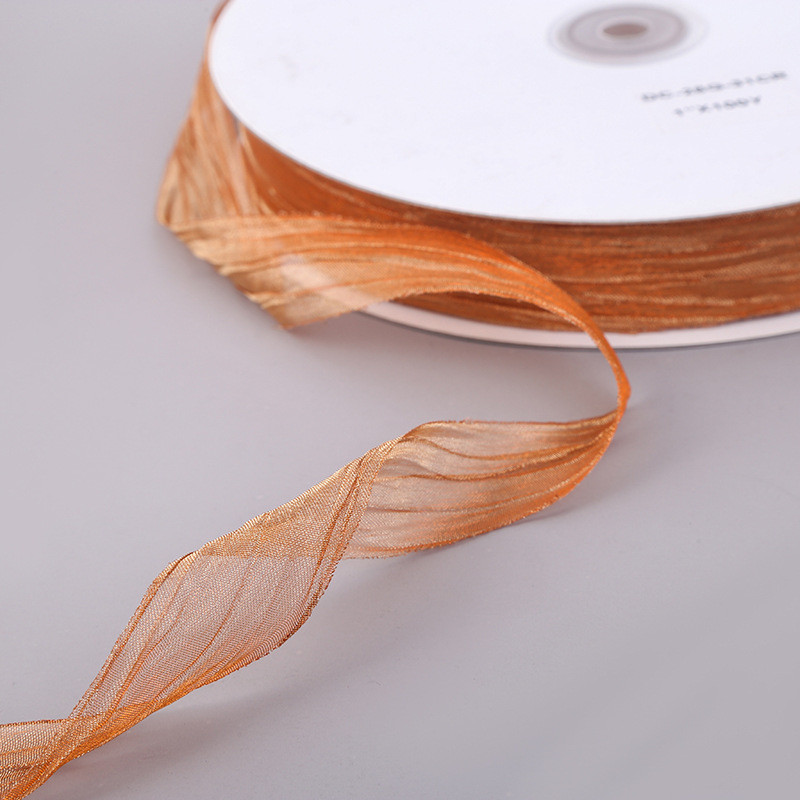 Gift Wrapping 25mm Organza Ribbon Korea 2.5cm Sheer Wired Ribbon