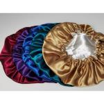 Ladies Double Layer Vendors Satin Hair Bonnet Reversible For Sleep