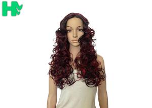 China Fashion Black / Red 22 Inch Long Synthetic Wigs For Ladies Curly Wave Hair factory