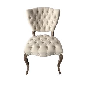 China French style button tufted oak wood frame antique design vintage furniture dining chair factory