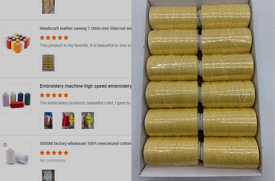 Polyester/ Waxed Material Hand Stitched Leather Thread 0.8mm Flat Wax Thread 50m