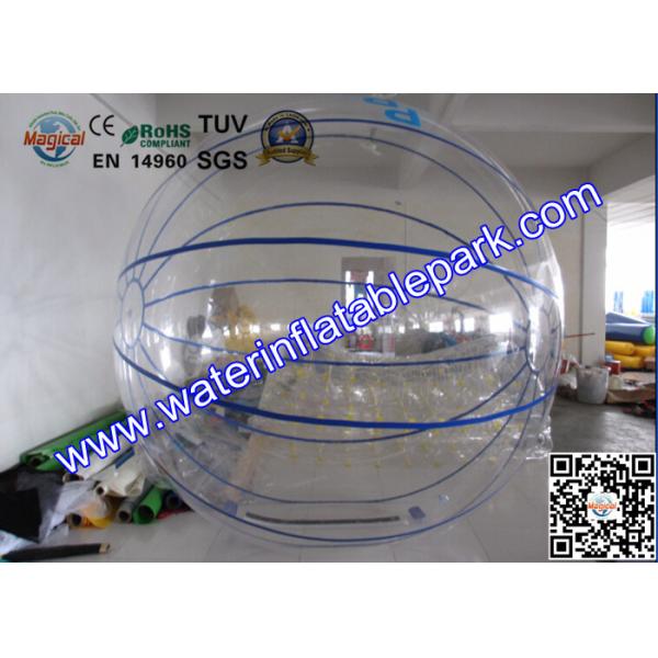 China Big Blue Strips Floating  Inflatable  Walk On Water Ball For Hire factory