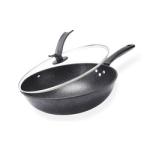 Hot Sale Black 32cm Flat Bottom Maifan Stone Skillet Cookware Cooking Non-stick