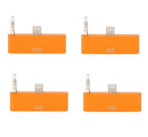 China colorful 30pin to 8 Pin AUDIO ADAPTERS converter for iPhone 5 5s 5c Itouch Nano 7 Orange factory