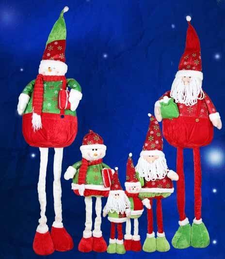 Large Santa Doll and Snowman With Streaching Leg Christmas Holiday For Celebrate