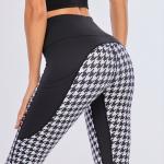 Black Splice Houndstooth Workout Leggings 280g Body Shaping Yoga Pants