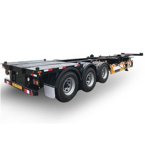 White 4 Axle Intermodal Container Chassis JOST Fixed Skeletal Trailer