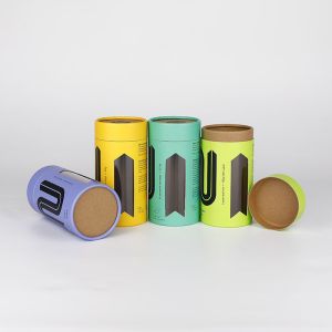 Recyclable Paper Tube Packaging With Window UV Coating 4C Printing