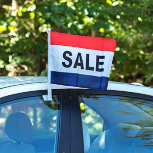 China Single Sided Or Double Sided Car Sales Flags Screen Printed factory