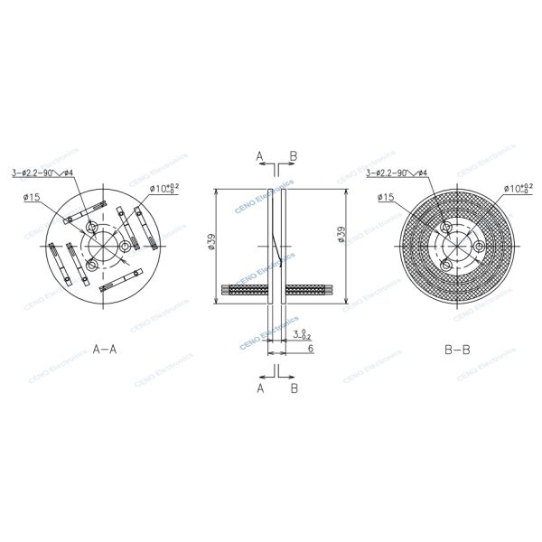 Low Temperature Pancake Slip Ring with PCB-style electric power for industry robot