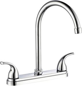 China Brass Centerset Two Handle Kitchen Faucet In Chrome Deck Mounted factory
