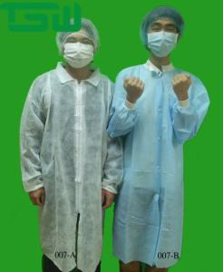China Latex Free PP Nonwoven Disposable Lab Coat Multi Color For Factory factory