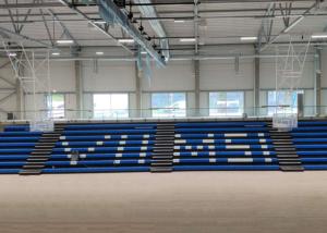 China Semi / Fully Automatic Telescopic Tribunes Blue Color For Sport Stadium Place factory