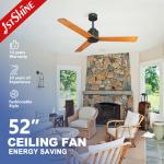 Large Airflow Ceiling Fan with Woundless Bent Wood Walnut Wood Blades and Smart