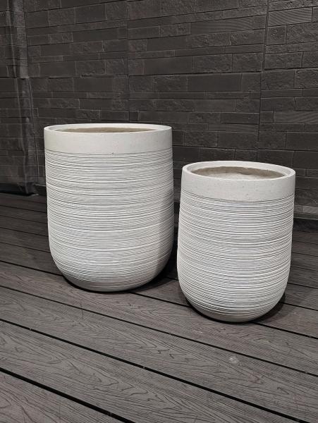 Φ300*H400 Fiber Clay Planter Keep 5-6 Years Outdoor Life Texture Surface Weather