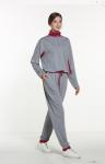 Polyester Spandex Grey Long Sleeve Pajama Set