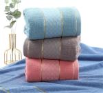 Highly Absorbent 32S Cotton Towel with Gold Edge and Solid Color Cut Pile