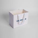 Luxury Black Paper Bag With Ribbon Handles for Custom Printed Logo Jewelry