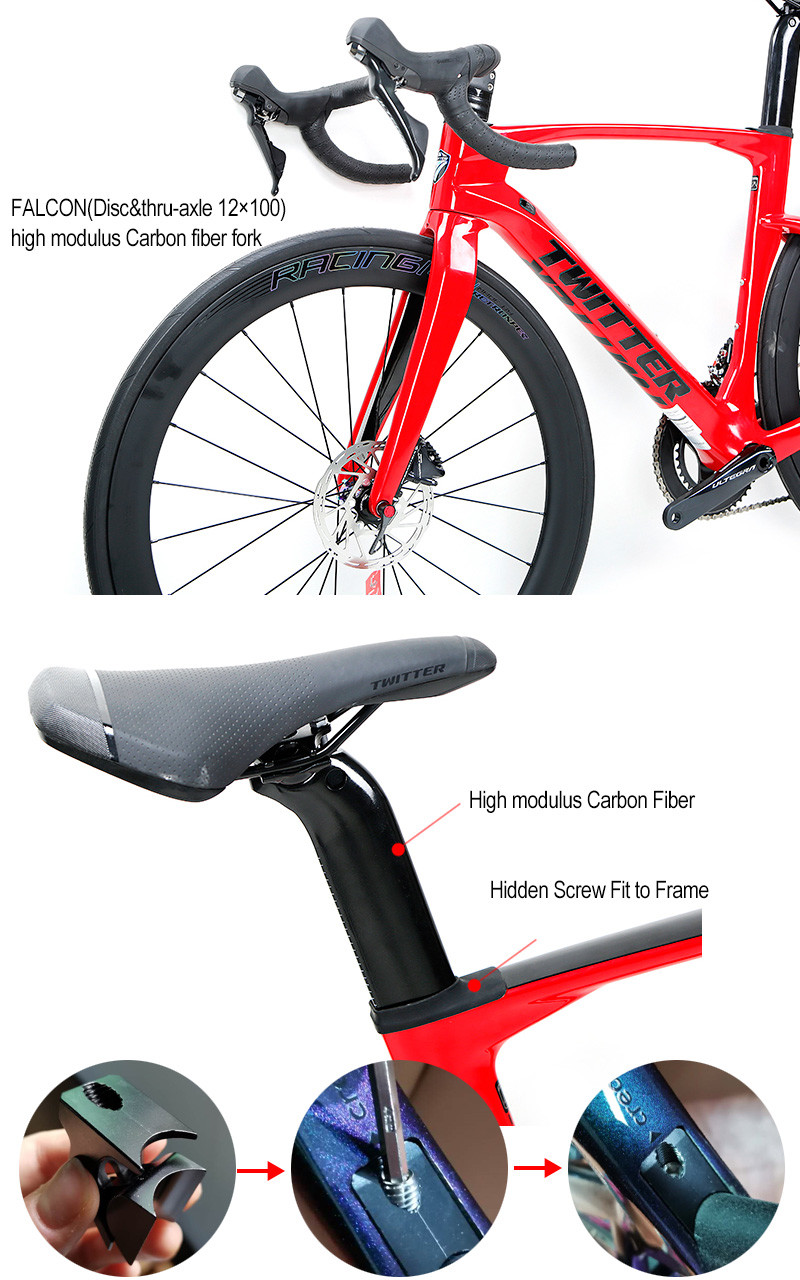 Twitter Full Carbon Road Bike T900 Frame R8020 22S 50mm Height Rim