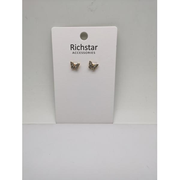 China Daily Wear Children Butterfly Earrings with Transparent Gems Customizable factory