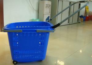 China Supermarket Rolling Trolley Shopping Basket With Wheels Large Volume factory