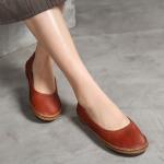 S347 Women'S Shoes Leather Retro Women'S Shoes Woven Shallow Mouth Flat Shoes