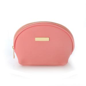 China Pure Color Blank Leather PU Makeup Bag factory