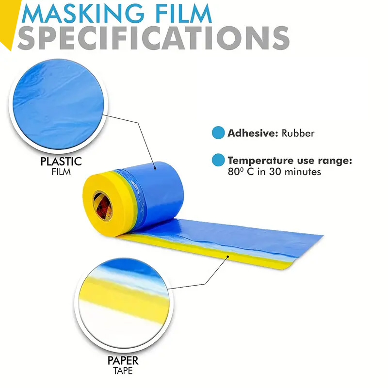 Universal Plastic Sheet Roll For Car Overspray Masking Film Single Sided