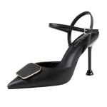 6288-10 Fashion Pointed-Toe Shallow Mouth High-Heeled Shoes With Back Empty