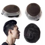 Mens Toupee Human Hair Replacement SystemFrench Lace Poly Skin Hairpieces