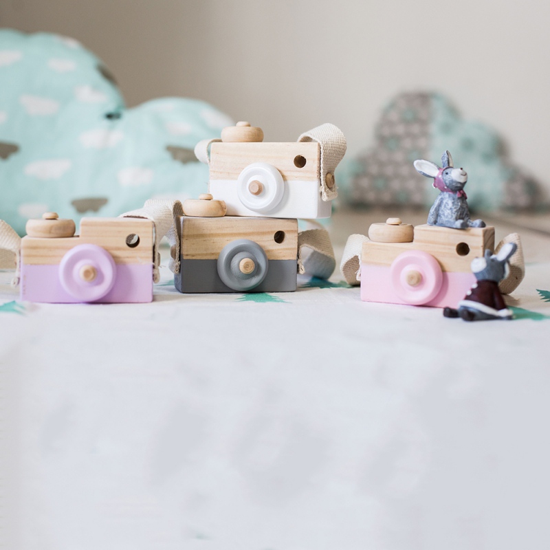 Let'S Make 1Pc Wooden Baby Toys Fashion Camera Wood Pendants Montessori Toys For Kids Wooden Diy Present Nursing Gift