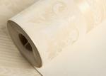 Custom Non Woven European Style Wallpaper With Beige Stripes And Floral Pattern