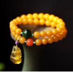 Fashion Jewelry Natural Round Bead Stone Natur Orange Yellow Amber Crystal