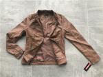 Mandarin Collar Ladies PU Jacket , Womens Faux Leather Jackets Zip Through