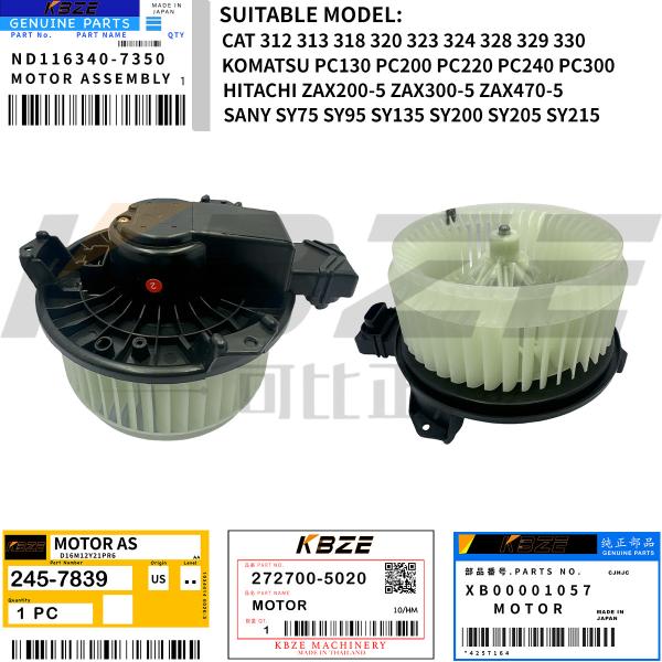 272700-5220 XB00001057 CAT KOMATSU SANY HITACHI EXCAVATOR AIRCOND BLOWER MOTOR