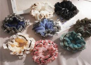 China ins air mesh breathable lace edging large coil scrunchies lady precision work accessories wholesale factory